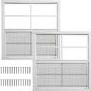 Yuzzy Shed Windows 2 Pack, Chicken Coop Windows 36" x 36" with Tempered Glass and Fiberglass Screen, Flush Mounted Small Window for Shed, Barns, Playhouse, Household, Garage (White)