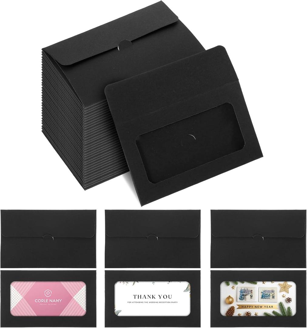 150 Pcs Window Gift Card Envelopes, 3.9 x 2.4 Inch Gift Card Sleeves, Credit Size Business Invitation Cards Envelopes for Christmas Wedding Invitation