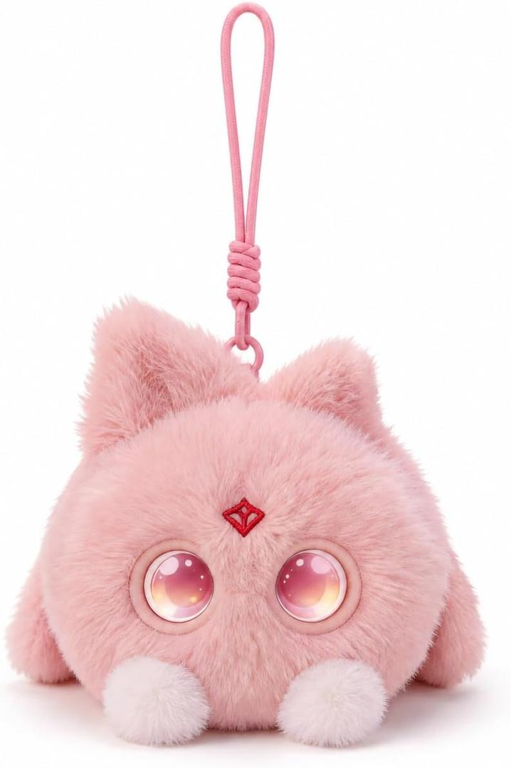 AI Plush Bag Charm, Interactive Voice Chat Companion Stuffed Animals with Expressive LED Eyes, Touch-Reactive Stuffed Toy, Cute Plush Keychain Gift for Teens and Plush Lovers