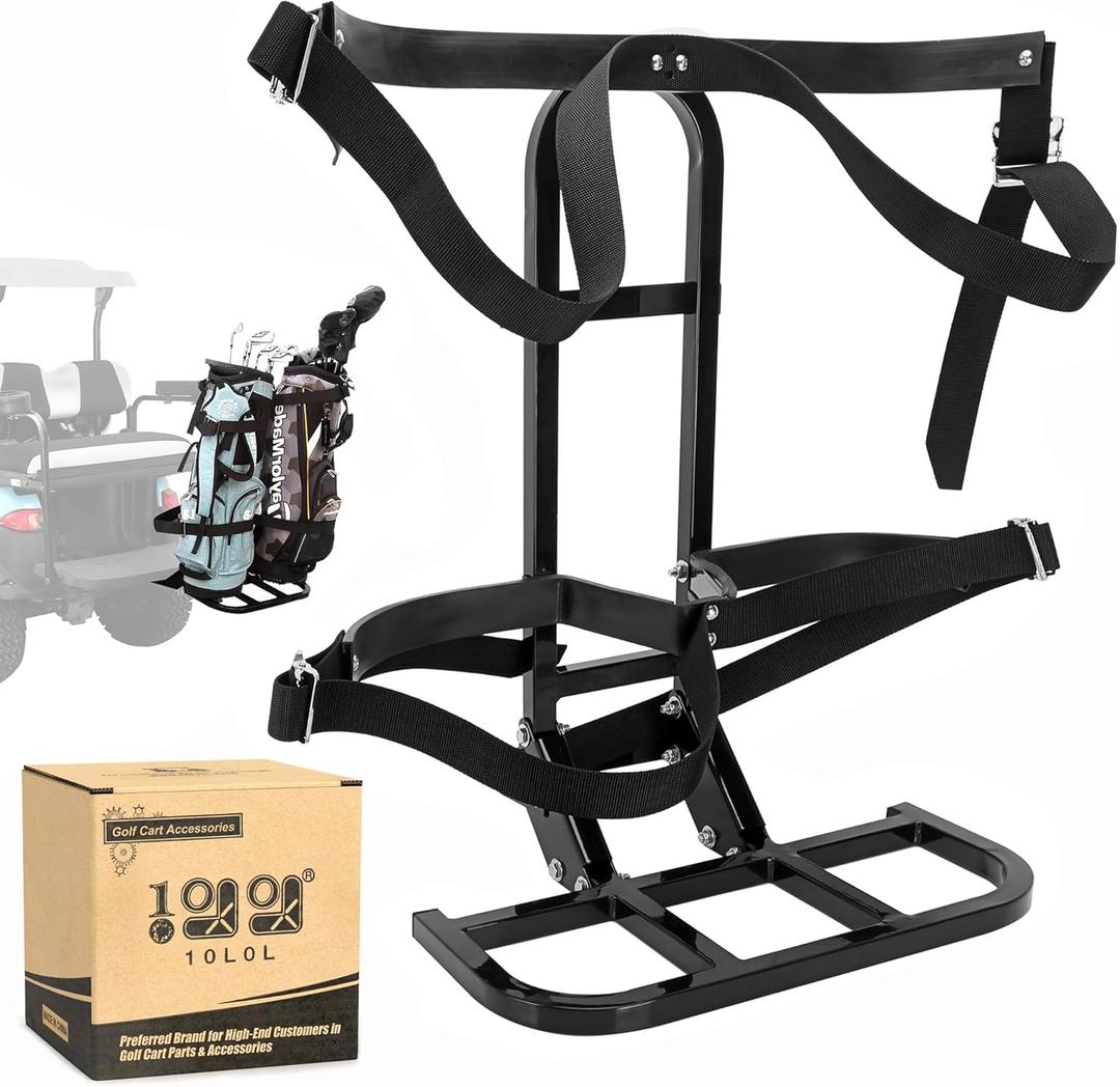 10L0L Universal Golf Cart Rear Seat Bag Holder Rack for EZGO Yamaha Club Car Carts, with Rear Safety Grab Bar