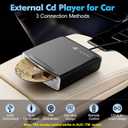 Lehwey USB CD Player for Car, External Car Cd Players with AUX & FM Transmitter, Portable CD Player for Cars Without CD Drive, Anti-Skip, Remote Control, Works with Most Cars, SUVs, Trucks