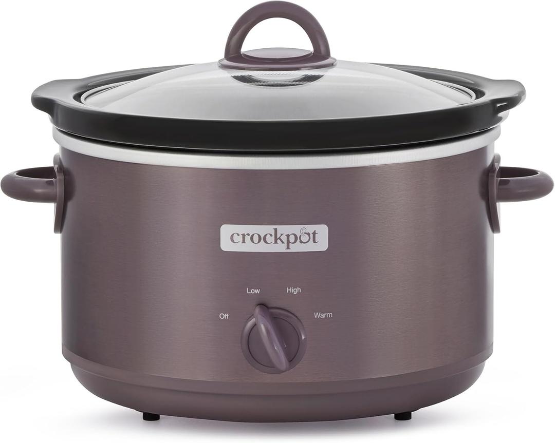 Crock-Pot Manual Design Series 4.5 Quart Slow Cooker with 3 Cook Settings, Removable Dishwasher and Oven Friendly Stoneware for Meal Prep, Cafe Mocha