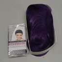 ANOGOL Hair Cap+32Inch/80cm Long Purple Wig for Women Anime Cosplay Purple Straight Wig with Bangs peluca morada larga Mujer for Halloween Costumes Women