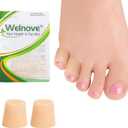 Welnove Toe Protectors 12-Pack Aloe Vera Extract Infused Silicone Toe Sleeve Toe Covers for Hammer Toes, Corns, Calluses, Blisters Soft Gel Toe Cushions for Pain Relief (X-Small, Beige)