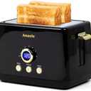 2 Slice Toaster, Retro Bread Toaster with LED Display, Extra Wide Slots Toasters with 6 Bread Shade Settings, Bagel, Cancel, Defrost Function, Stainless Steel with High Lift Lever, Removal Crumb Tray