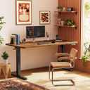 Huuger Electric Standing Desk with Power Outlets and USB-C Port, 55 X 24 Inch Height Adjustable Desk, Sit Stand Desk for Home Office, Computer & Gaming Desk with 4 Presets, Rustic Brown, 55.1 x 23.6 inch