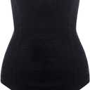 Choies Women's Burgundy/Black Sexy Plunge Neck Strapless Cross Back Velvet Bodysuit (Medium)