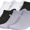adidas Women's Superlite 3.0 No Show Athletic Socks (5-Pair) Low-Profile Fit with Targeted Padding and Arch Compression (Medium, White/Black/Grey)