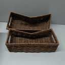 Wicker Storage Basket, Set of 2 Hand-Woven Paper Rope Wicker Basket, Small Storage Baskets for Organizing Toilet Paper Basket, Foldable Large Cube Storage Organizer Bins for Shelves (Brown)
