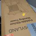 COSYLAND Pre-Assembled Foldable Toddler Kitchen Stool Helper  Toddler Standing Tower with Safety Net, Adjustable Heights & Anti-Tip Feet for Safe Kitchen Fun(Natural & Dark Gray)