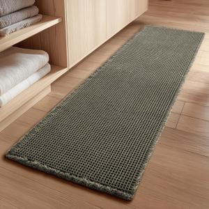 GRANNY SAYS Waffle Bathroom Runner Rugs 71" x 24" Non Slip Washable, Extra Soft & Water Absorbent Bath Mats for Bath, Deep Green Waffle Bath Mat for Decor, Long Bathroom Rugs Runner for Tub & Shower, 
Green