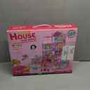 Pupu Pig Doll House Toys for Girls, Dollhouse with Glow in the Dark, Kids Doll House Playset with 4-Story 14 Play Areas, 2 Dolls, Toy Dogs, Dollhouse Accessories and Furniture, Princess Toy Gifts