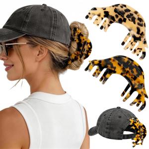 2 Pack Large Hat Hair Clips for Women, 4.2 Inch Big Acetate Claw Clips for Baseball Caps Trucker Hats, Non-Slip Strong Hold Hair Claw Clips for Thick Thin Hair, Hair Accessories Gift, Tortoise Shell