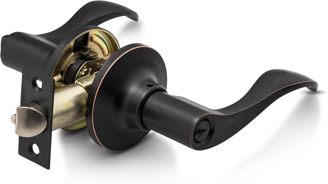 Berlin Modisch Entrance Lever Door Handle [Lock with Two Keys] for Office or Front Door with a Oil Rubbed Bronze Finish, Reversible for Right & Left Side, Entry Lever Classic Series