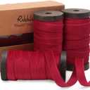 Ribbli Vintage Red Velvet Ribbon 3 Rolls Double Faced 3/8 Inch 18-Yard with Wooden Spool Use for Christmas Tree Ornaments Gift Wrapping Wreath Decoration Wedding Boutonnieres