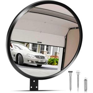 12 Acrylic Convex Mirror Convex Security Corner Mirrors, Adjustable Fixing Bracket with Wide Angle, Indoor Outdoor Curved Safety Mirror for Room Driveway Parking Garage Office By Hydencamm