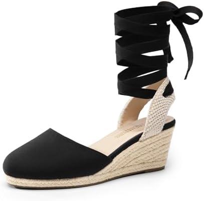 DREAM PAIRS Women's Wedge Sandals Platform Close Toe Espadrilles Strappy Lace Up Sandals Cute Fashion Comfortable Dressy Beach Vocation Summer Shoes 7