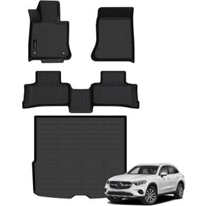 Auxko All Weather Floor Mats Cargo Mat Fit for 2023-2025 Bnez GLC 300/300E/43AMG TPE Liners Accessories All Season Guard Odorless Anti-Slip Floor Mats Cargo Mat for Bnez GLC 300 300E 43AMG Black