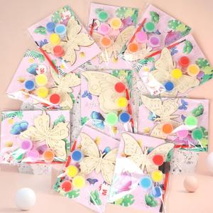 LARDUX Butterfly Party Favors, 24PCS DIY Wooden Arts & Crafts Painting Kit for Kid, Glow in The Dark Party Favors, Family Crafts Birthday Party, Christmas Gifts Toys for Boys Girls