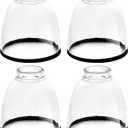 Clear Glass Bell Shade with Black Trim 1.65" Fitter Opening Replacement for Chandeliers, Wall Sconces, Vanity & Ceiling Lights Classic Home Lighting Decor, 4 Pack
