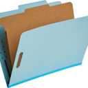 Amazon Basics Classification Folder for Documents and Organization, 1 Divider, 2" Embedded Fasteners, Letter Size, Light Blue, 10 Count