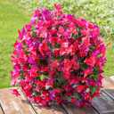 Faux Bougainvillea Artificial Flowers Plants for Outdoors Outside Decoration, 2pcs Fake Flowers Silk Long Trailing Vines UV Resistant Realistic for Front Door Porch Planter Urn Patio Balcony Yard, Mix Purple Hot-pink