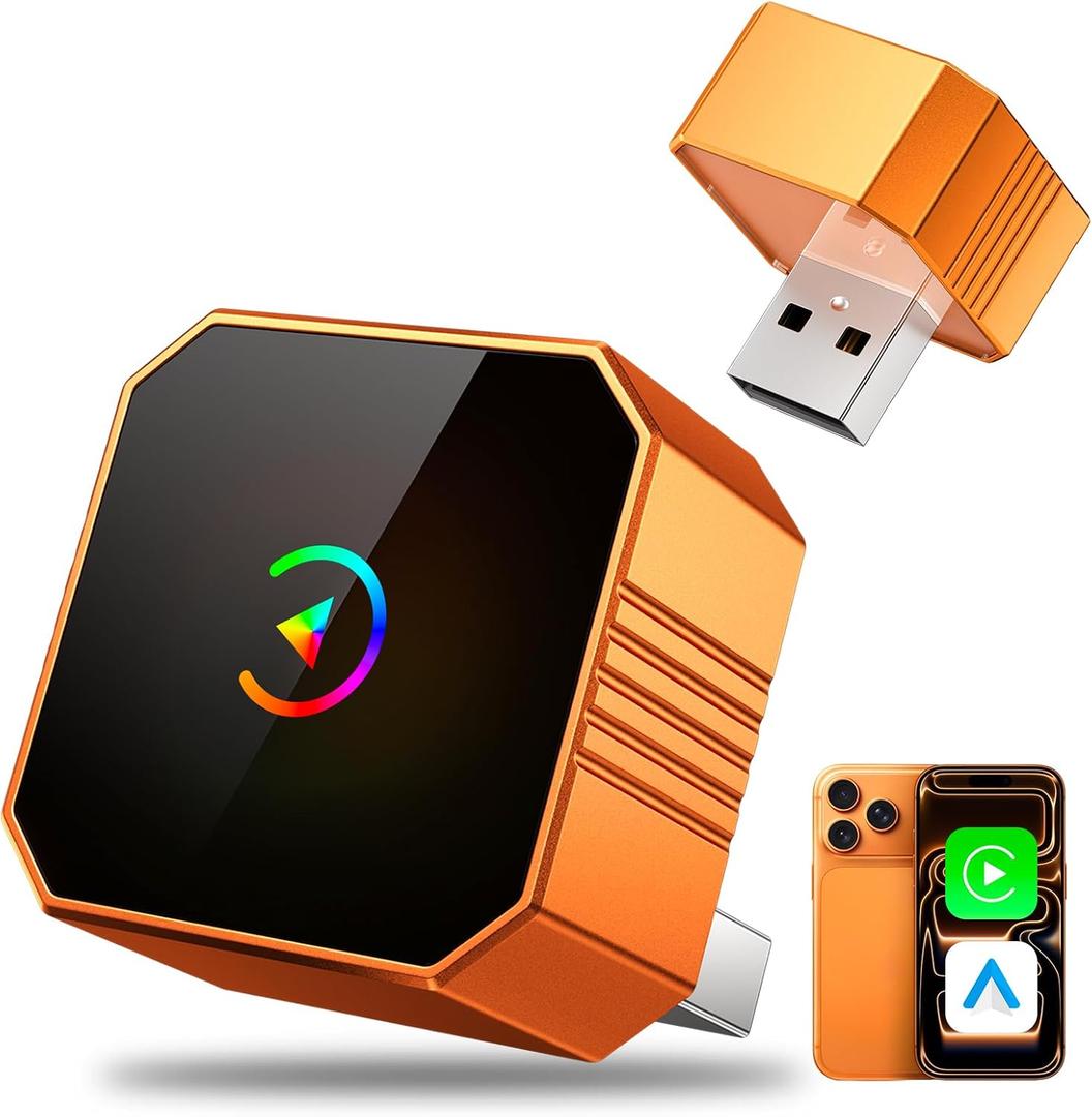 2026 Wireless CarPlay Adapter, 2in1 Mini CarPlay Wired to Wireless with Fast Stable Connection, Plug and Play, Zero Delay Car Play for iPhone iOS 10+, Android 11+Marine Autopilots