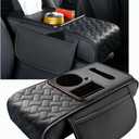 Arm Rest Cover for Car 6.3" Narrow Style,6-in-1 Microfiber Leather Center Console Cover with 2 Storage Bags Cup Holder, Tissue Box Slot, Phone Slot,Universal Accessories Interior Organizers (Black)