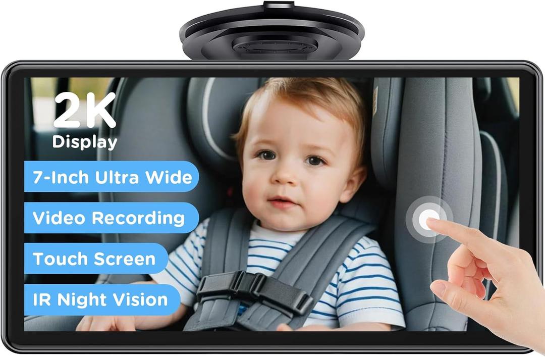 7" Touchscreen Baby Car Mirror, Baby Car Camera HD 1440P, View Infant in Rear Facing Seat with 150Wide Angle, Night Vision, Easy Setup, Fits Most Cars