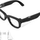 HiBloks Safety Glasses Side Shields for Ray-Ban Meta Wayfarer/Skyler/Headliner & Oakley Meta HSTN Smart Glasses Accessories, Durable & Anti-Slide, Lightweight Comfort Fit for Secure Wear (Transparent)