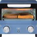 COOK WITH COLOR Mini Toaster Oven: 600W Power, Precision Timer, Auto Shutoff, and Culinary Delights Up To 450 Degrees, Navy