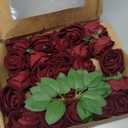 Burgundy Artificial Flowers Velvet Roses 25 PCS Real Look Silk Flowers with Stems for DIY Wedding Party Baby Shower Home Decoration(Burgundy)