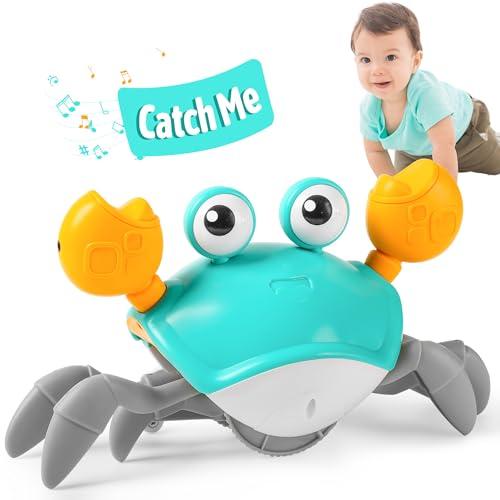 Hirger Crawling Crab Baby Toy, Tummy Time Toy for Infant 3 6 9 12 18 24 Month, Walking Dancing Interactive Sensory Crab with Light Music, Birthday Gift for Toddler Boy Girl 1 2 3