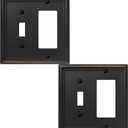 OKAWYC Toggle/Decorator Light Switch Cover Luca Metal Wall Plate, 2-Pack Aged Bronze 2 Gang, for Receptacle Dimmer Switch GFCI Outlet, Switch Cover Decorative Wallplate, Durable