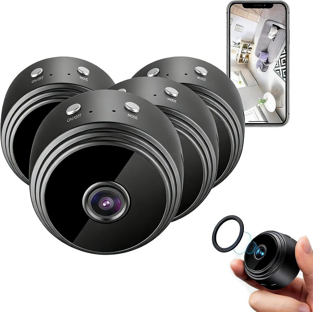Hidden Camera 4 Packs, 1080P HD WiFi Home Indoor Outdoor Camera for Baby/Pet/Nanny, Mini Camera Remote Viewing for Security with iOS,Android Phone APP(Video Only) BP19