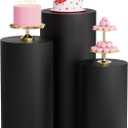 Wokceer Cylinder Pedestal Stand Covers for Party 3Pcs Spandex Black Cylinder Stand for Party Covers Plinth Pedestal Stand Cover Pillar for Birthday Party Wedding Decor