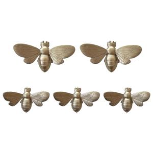 Waowumar Bee Wall Decor Rustic Gold Wall Hangings Resin Bee Wall Art 5 Pieces