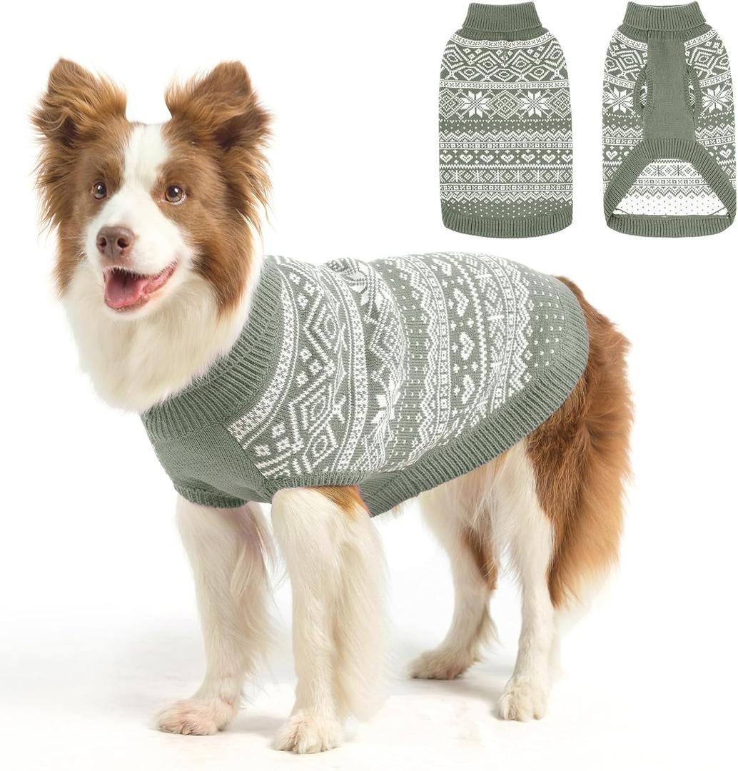 HOMIMP Dog Sweater Argyle - Warm Sweater Winter Clothes Puppy Soft Coat, Ugly Dog Sweater for Small Medium and Large Dogs, Pet Clothing Boy Girl, Grey L