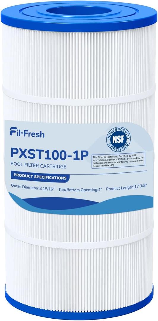 Fil-fresh PXST100 Pool Filters Cartridge Compatible with Hayward XStream CC1000, Replaces Pleatco PXST100, Hayward CCX1000-RE, Unicel C-8311, Filbur FC-1285, 817-0100N/P, 100 sq. ft, 1-Pack
