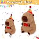 Achwishap Capybara Plush,Happy Birthday Capybara Stuffed Animal,Cute Plushies Capybaras Plush Toys,Kawaii Plushie Stuffed Toy with Birthday Hat Plushie for Kids Adults Birthdays Gifts,Brown 12