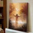 MIVASIJO Jesus and Dove Inspiring Wall Art Christian Jesus Art Bible Stories Wall Decor Watercolor Religious Painting Pictures for Church Living Room Bedroom Home Decoration, 24"L x 16"W