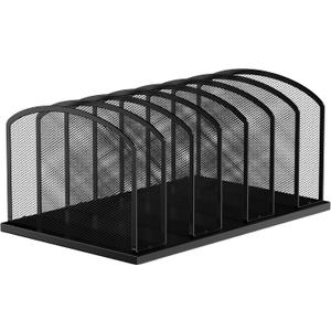 MINDEPOT Desk File Organizer 7 Sections Upright Mesh File Sorter Organizer for Desk, Office Organization File Holder for Home, Office & Classroom (Black, 1Pack)