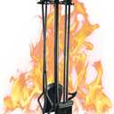 Modern Fireplace Tools Set 5 Pcs Fireside Accessories Fire Kit Set Outdoor Fire Pit Tools with Poker Shovel Tongs Brush and Stand