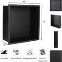 Black Shower Niche 12"X12", Stainless Steel Wall-Inserted Niche Bathroom Shelf, No Tile Needed Recessed Niche Shower for Bathroom, Living Room, Kitchen for Storage, 12W * 12H