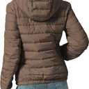 YZG Down Jacket for Women Ultra Lightweight Long Sleeve Puffer Coat with Detachable Hooded Brown M (Brown, M)