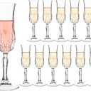 UMEIED Engraved Champagne Flutes, Set of 124.16 oz Elegant Etched Glass Coupe Glasses for Wedding, Anniversary, Bridal Shower & Parties