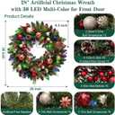 Lighted Christmas Wreath 28'' Artificial with 30 LED Multi-Color