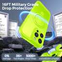 MOCCA Design for iPhone 15 Pro Case with Magnetic Invisible Stand [Full Camera Protection] [Compatible with Magsafe] Military Drop Shockproof Translucent Matte Phone Case Cover 6.1",Fluorescent Green