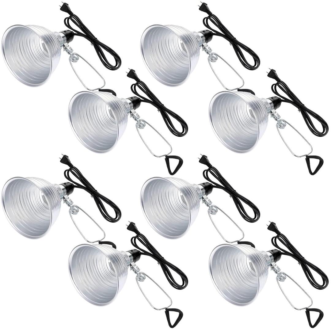 Macarrie 8 Pack Clamp Lamp Light with Aluminum Reflector, 6ft SPT-2 18awg Cord and Adjustable Stand Fixture, up to 150 Watt, E26 Socket, No Bulb(5.5 Inch)