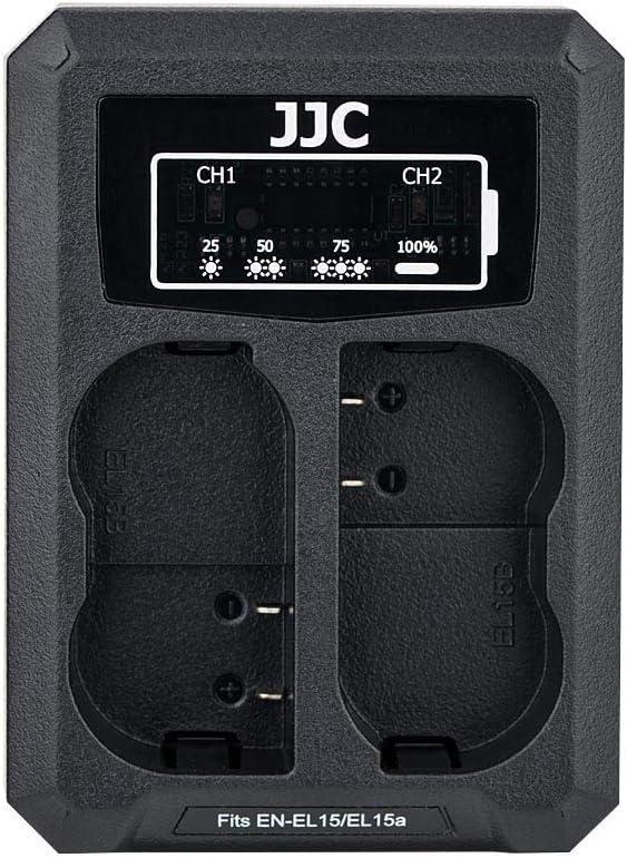 JJC EN-EL15 Battery Charger USB Dual Slot for Nikon Z5 II Z5II Z6III Z6 III Zf Z f Z6II Z6 II Z7II Z7 II Z6 Z7 Z5 D850 D780 D750 D610 D600 D500 D7500 D7200 D7100 D7000 D810A D810 D800E D800 Cameras (Black)